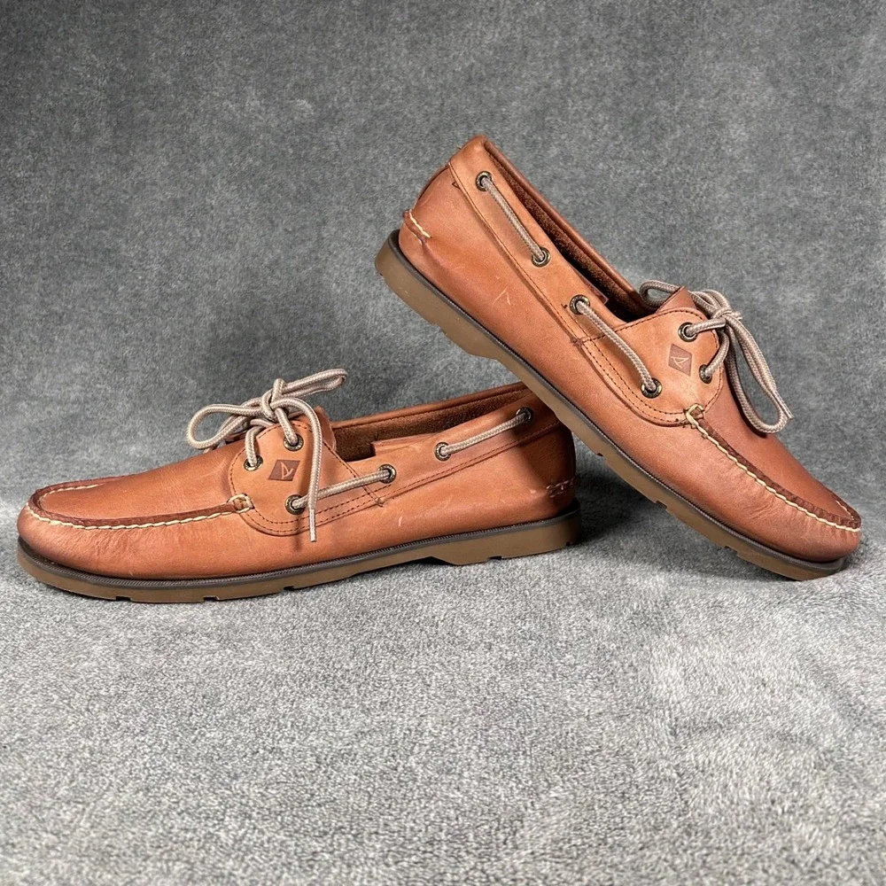 Sperry Top Sider Boat Shoes Mens 11M Brown Leather Classic  Lace Up - Picture 7 of 11
